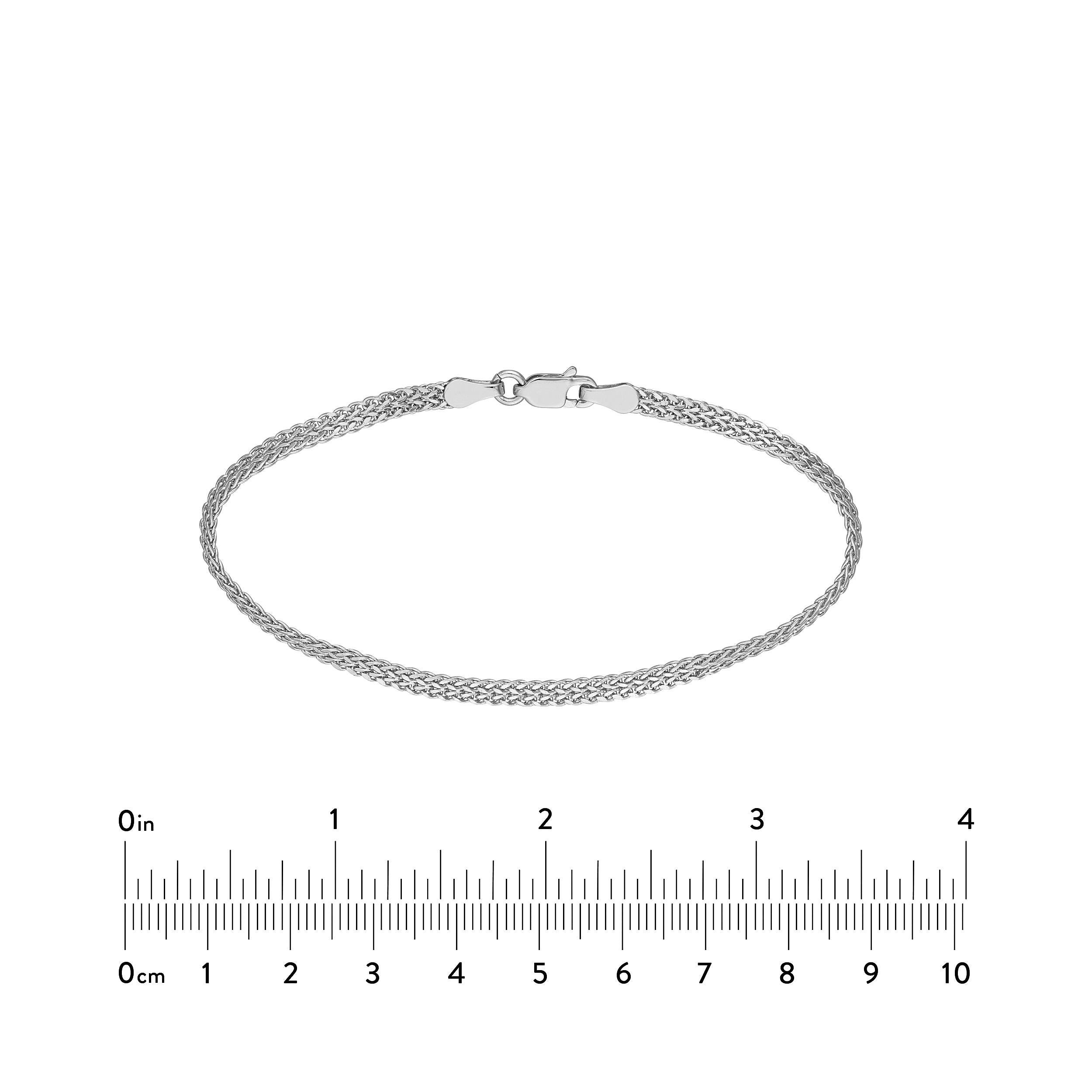 Hollow Wheat Two Row Chain Bracelet Real 14K White Gold 7.5