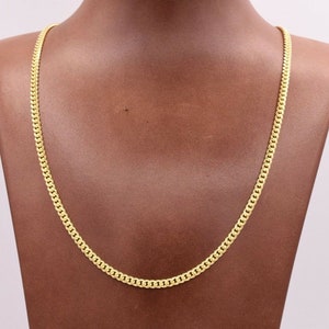 3.5mm Miami Cuban Chain Necklace Solid Yellow Gold Clad Silver Italy 925 image 1