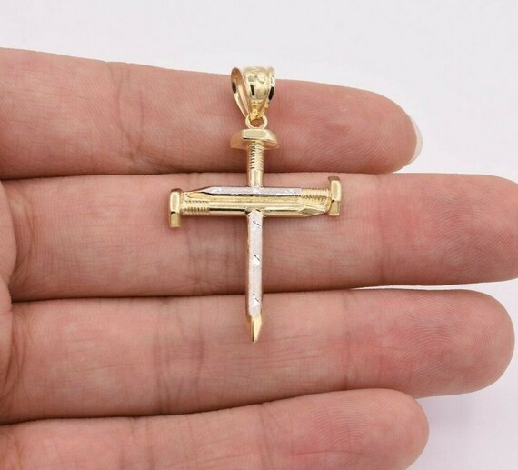 2 Screw Nail Cross Charm Pendant 