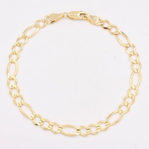 5.5mm Mens Royal Figaro Link Chain Bracelet Real Solid 10K Yellow Gold All Sizes