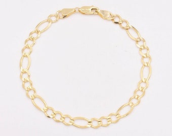 5.5mm Mens Royal Figaro Link Chain Bracelet Real Solid 10K Yellow Gold All Sizes