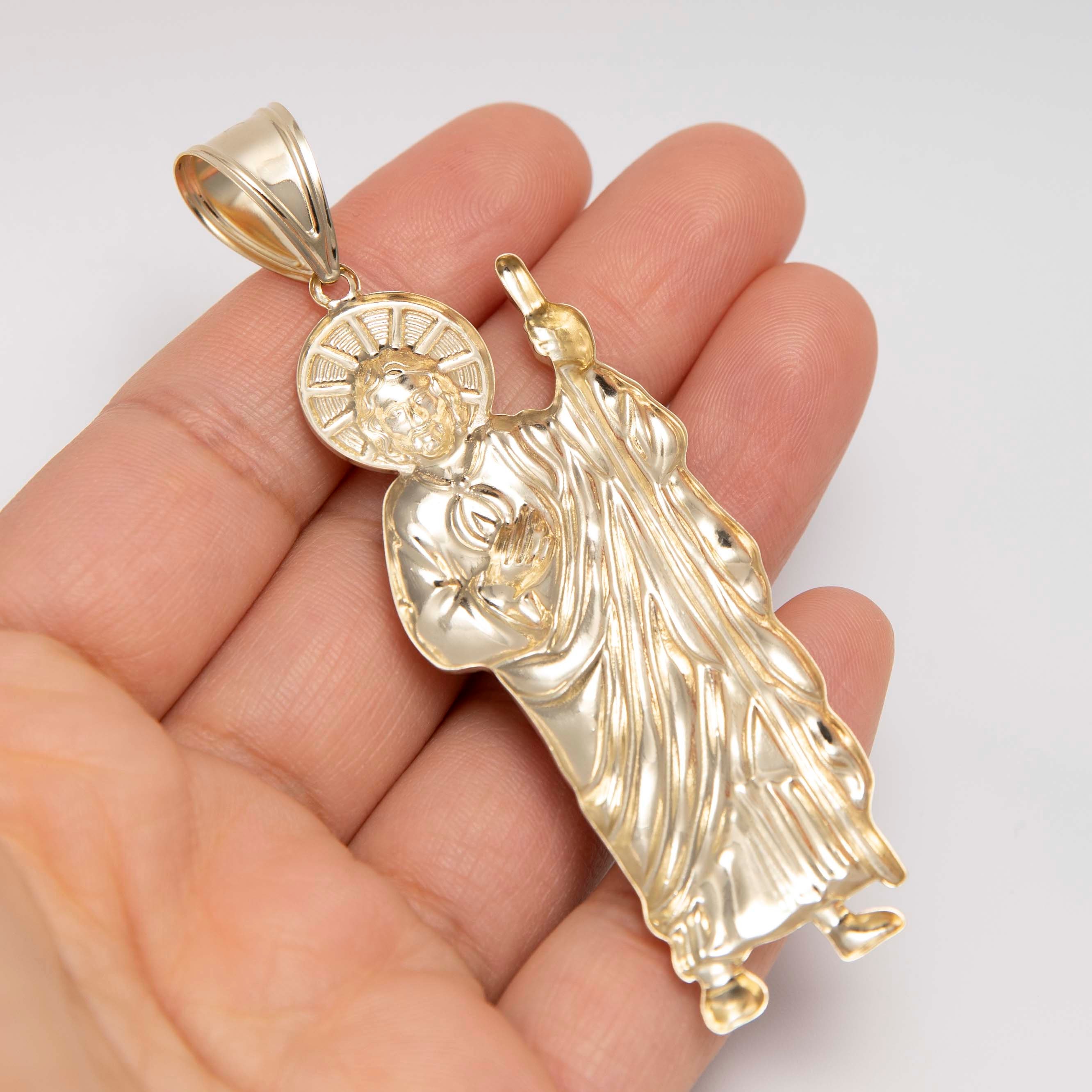3 1 4 Diamond cut St. Jude Pendant Real 10K Yellow White Gold