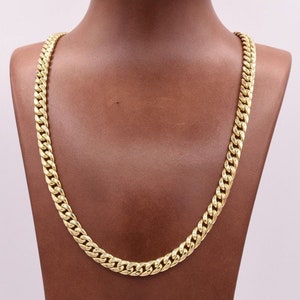 7.5mm Miami Cuban Link Chain Necklace Lobster Lock Real 10K Yellow Gold 26&quot;