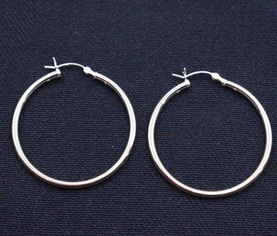 925 Sterling Silver 2mm Plain Shiny Polished Round Hoop Earrings CHOOSE