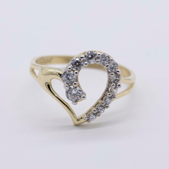 10k white outlet gold heart ring
