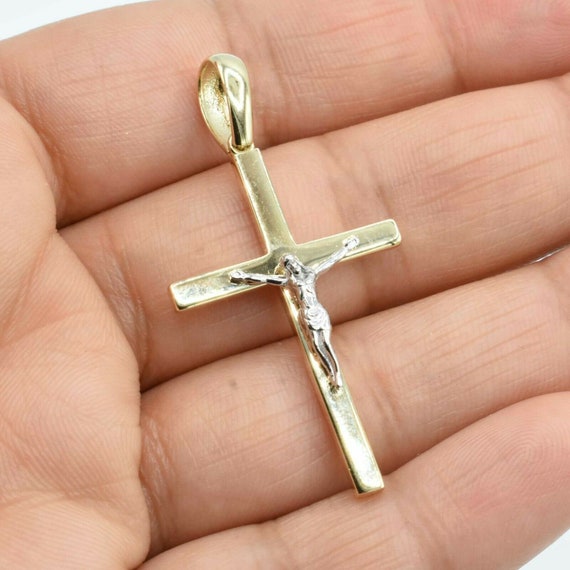 1 3 4 Shiny Jesus Cross Crucifix Pendant Real Solid 10K Yellow