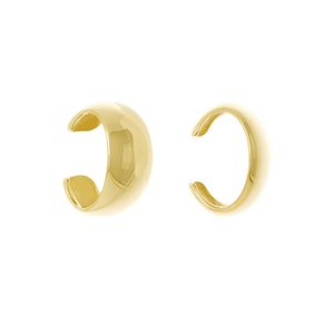 Huggie Wide Ear Cuff-oorbel, echt 14 kt geelgoud