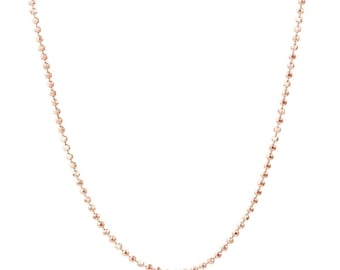 1.15mm Diamond Cut Bead Ball Chain Necklace Real Solid 14K All Rose Gold