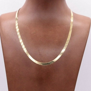 High Polished Herringbone Necklace Chain 10K Solid Yellow Gold 4.00mm ALL SIZES