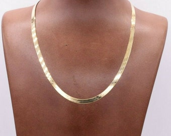 Cadena de espiga pulida de oro amarillo macizo de 10 quilates de 4,00 mm. Todos los tamaños.