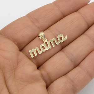 Polished &quot;Mama&quot; Shiny Pendant Real Solid 10K Yellow Gold