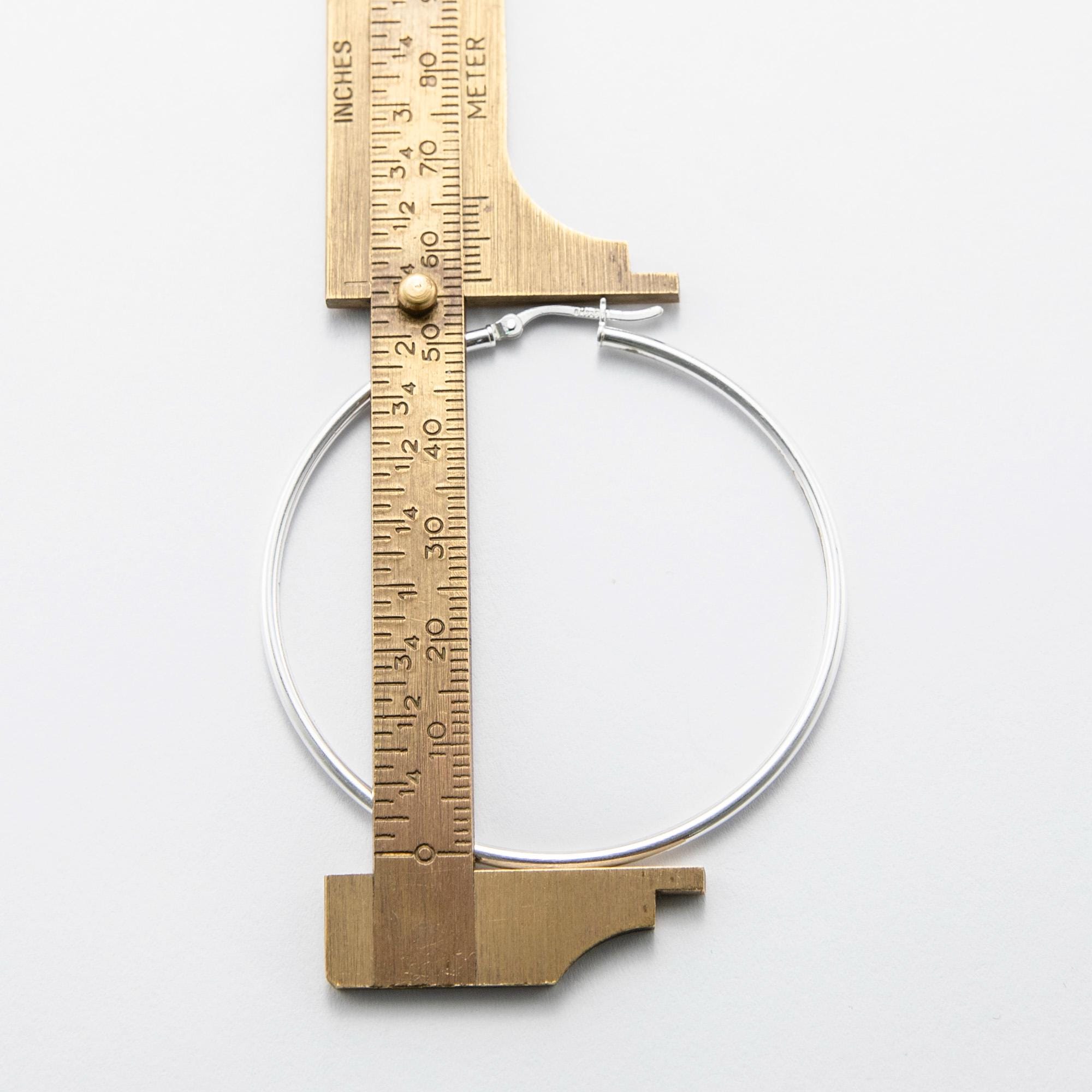 Orecchini A Cerchio Rotondi Spessi E Semplici Da 2" 5 Mm X 50 Mm In Vero Argento Sterling 925 - Italia - Foto 5