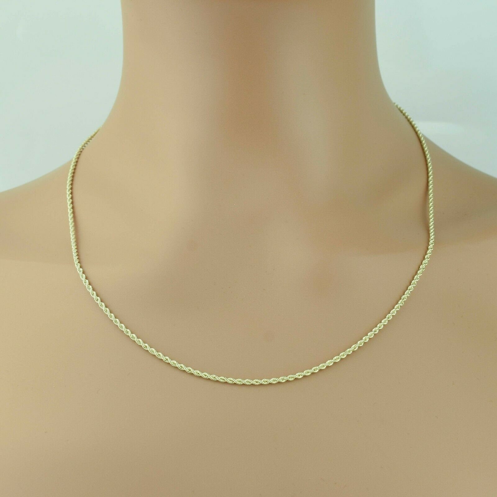 1.8 mm ツイストロープチェーンネックレス 本物の 10K イエロー