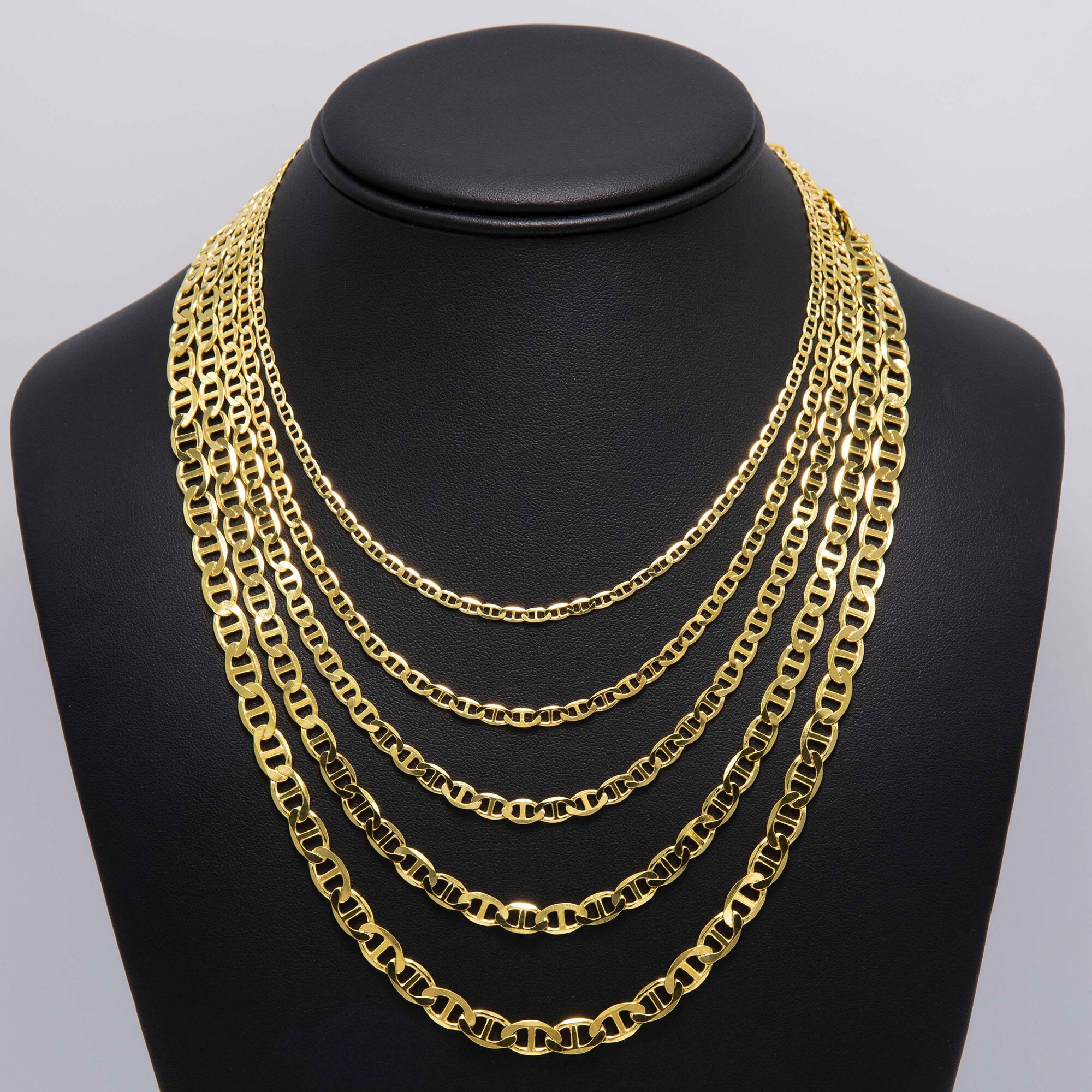 Mariner Link Chain Solid 14K Yellow Gold-Plated Silver 925 Italy All Sizes