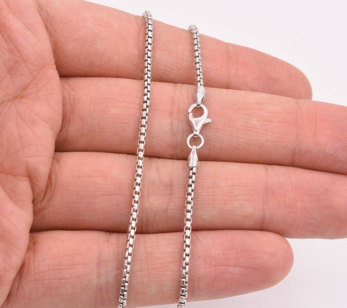 2mm Round Box Chain Necklace Real Sterling Silver Platinum Etsy chain-size-ref-solid-gold-necklace-solid-gold-chains-stackable