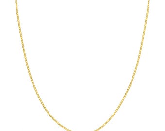 Collar de cadena tipo cable con corte de diamante de 2 mm en oro amarillo auténtico macizo de 14 quilates