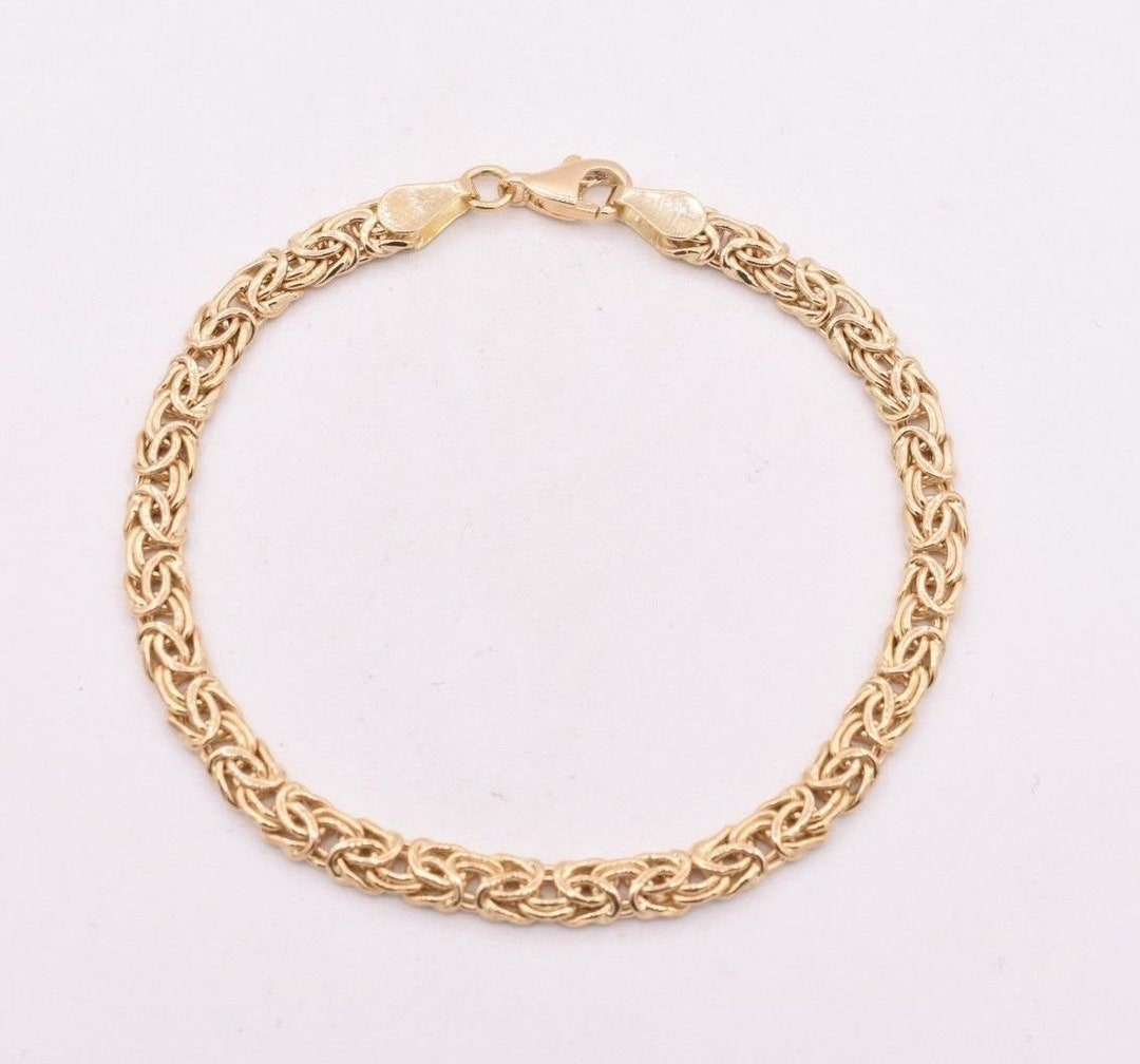 QVC Domed Status 14K Yellow Gold Byzantine Bracelet - Lobster Clasp, Chain Style (J287941)