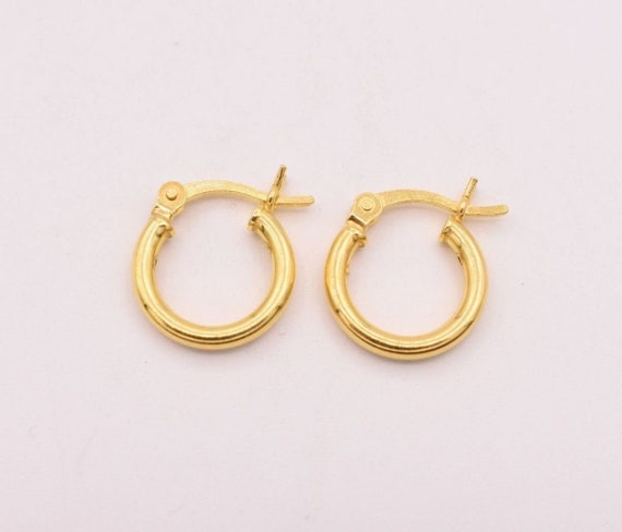 Orecchini A Cerchio Grandi Lucidi Piani In Oro Giallo 10K Reale 2,8 - Foto 2