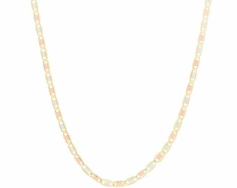 2,6 mm Tri-Color Strukturierte Valentino Mariner Halskette Echt 14K Tri-Color Gold