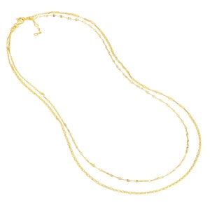 Adjustable Valentino and Hammered Forzentina Chain Necklace Real 14K Yellow Gold image 4