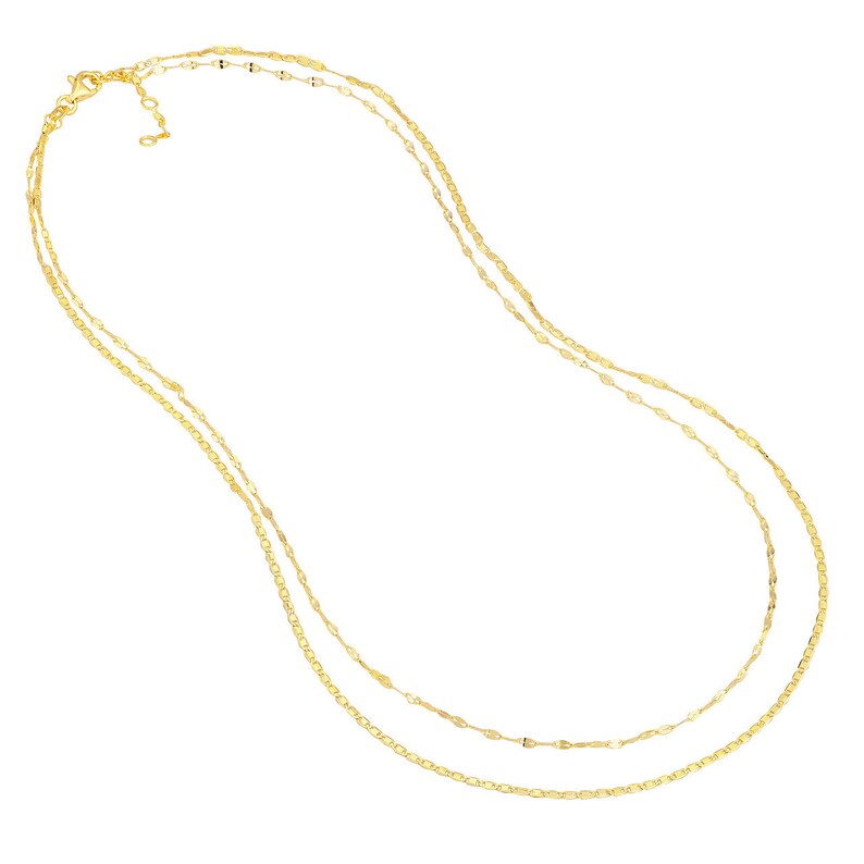Adjustable Valentino and Hammered Forzentina Chain Necklace Real 14K Yellow Gold image 4