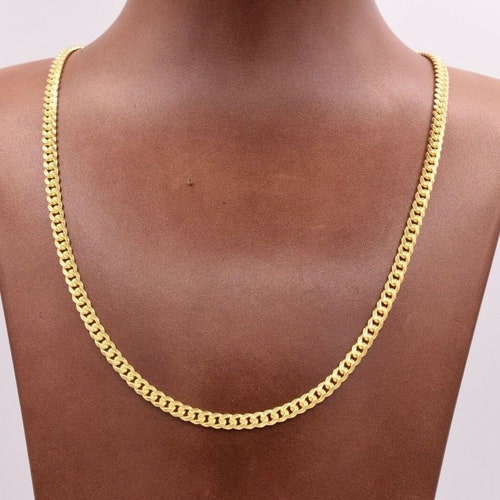 4mm Miami Cuban Chain Necklace Solid 