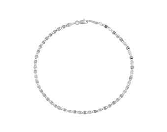 2.7mm Valentino Chain Bracelet Real 14K White Gold