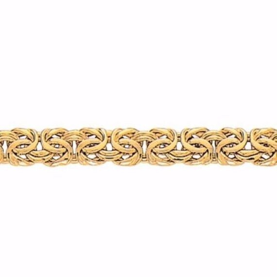 7mm All Shiny Classic Dome Byzantine Bracelet Lobster Lock Real 10K
