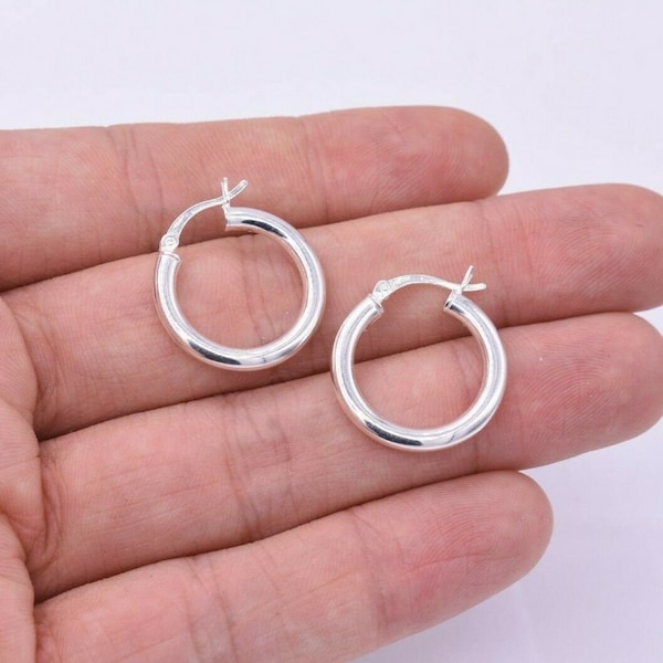 3mmx22mm Polished Small Hoop Earrings 925 Sterling Silver