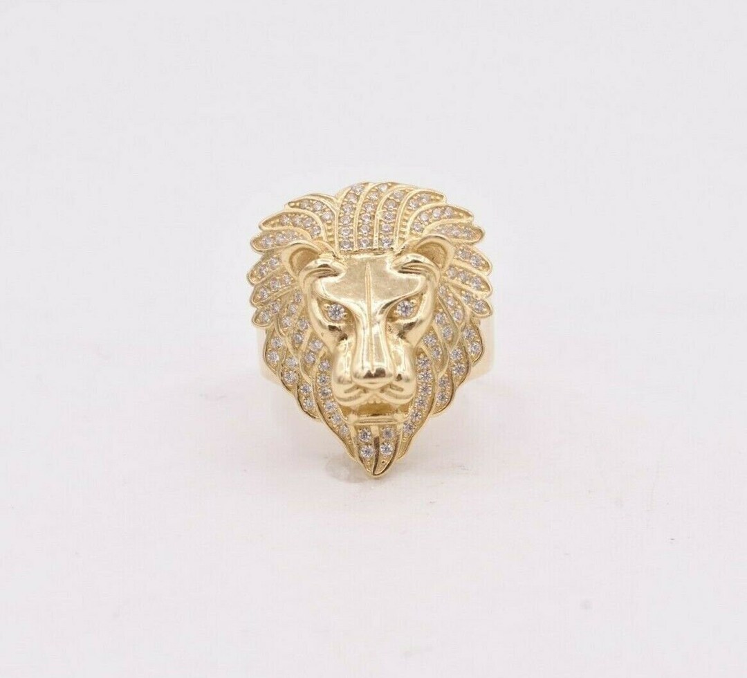 Anello da uomo con testa di leone hipster in argento sterling Anello da uomo con testa di leone hipster in argento sterling