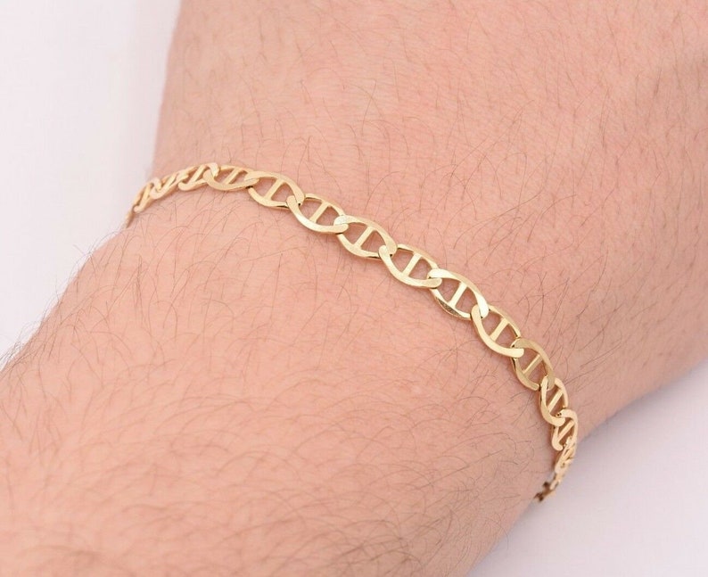 5mm Mariner Anchor Link Chain Bracelet Real Solid 10K Yellow Etsy