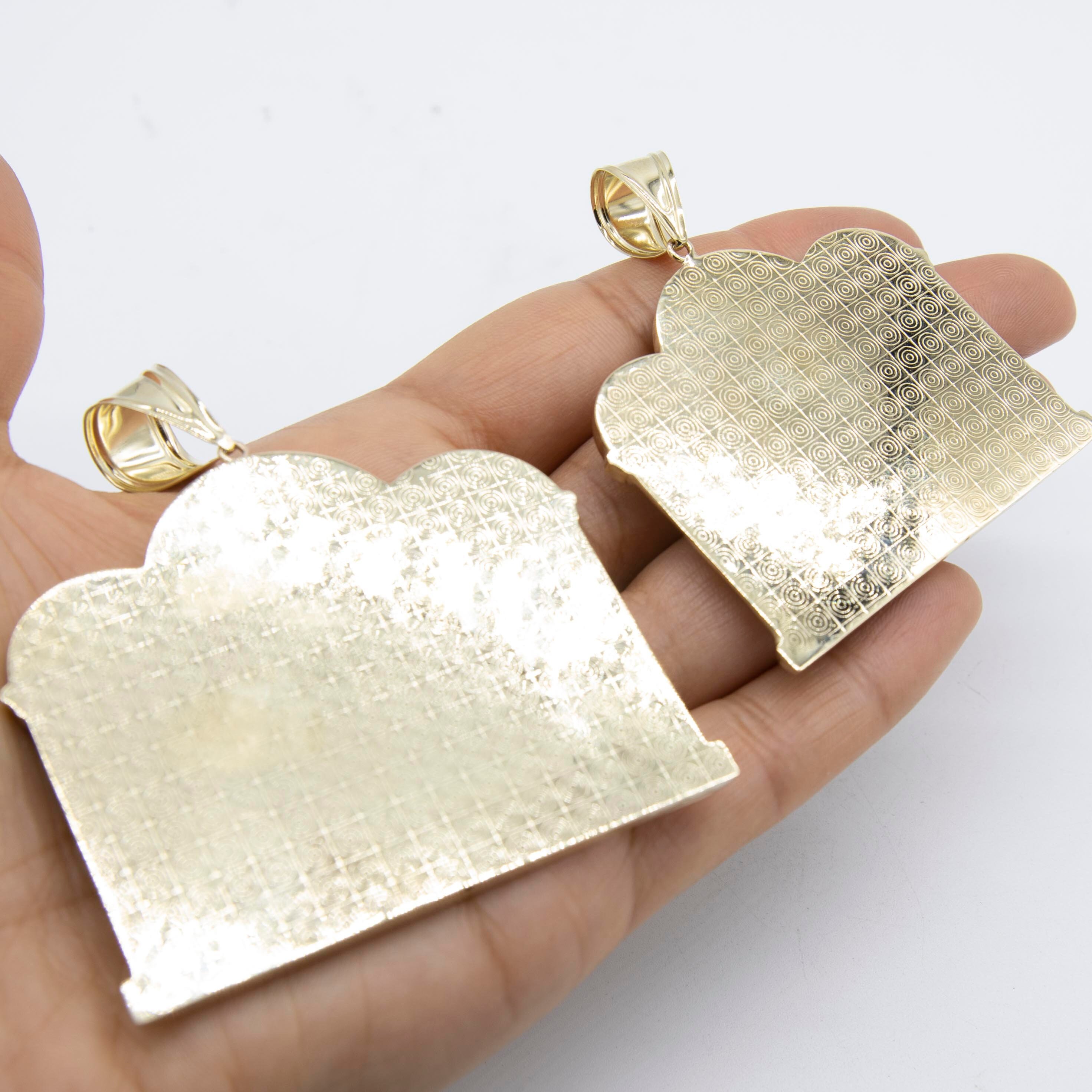10K Gelbgold Zweifarbig Diamantschliff Letzte Abendmahl Anhänger 1