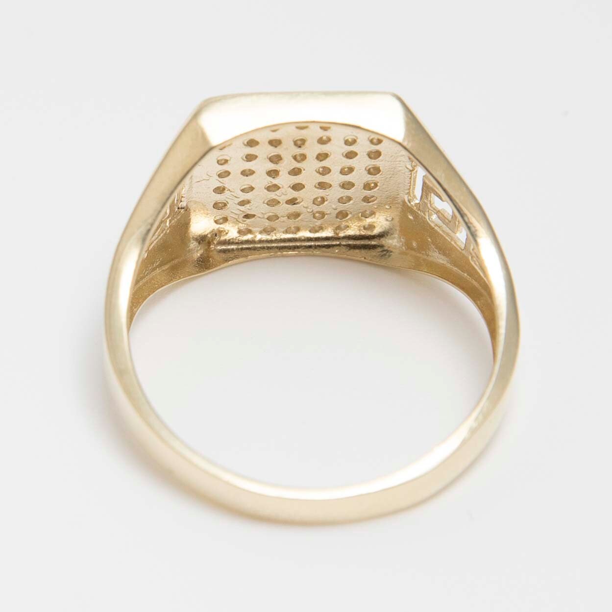 Signet Ring Real Greek Design CZ Signet Ring Real Solid 10K Yellow Gold All Sizes - Etsy