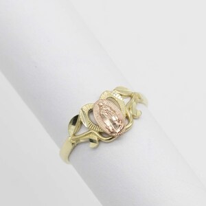 Kids Virgin Mary Lady Guadalupe Ring Real 10K Yellow Rose Gold Size 3 ...