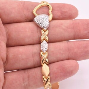thumbnail image 2 of 14K Gold-Plated Silver 925 Hearts & Kisses Charm Bracelet – Goldum NYC – Unworn With Tags 2 of 5