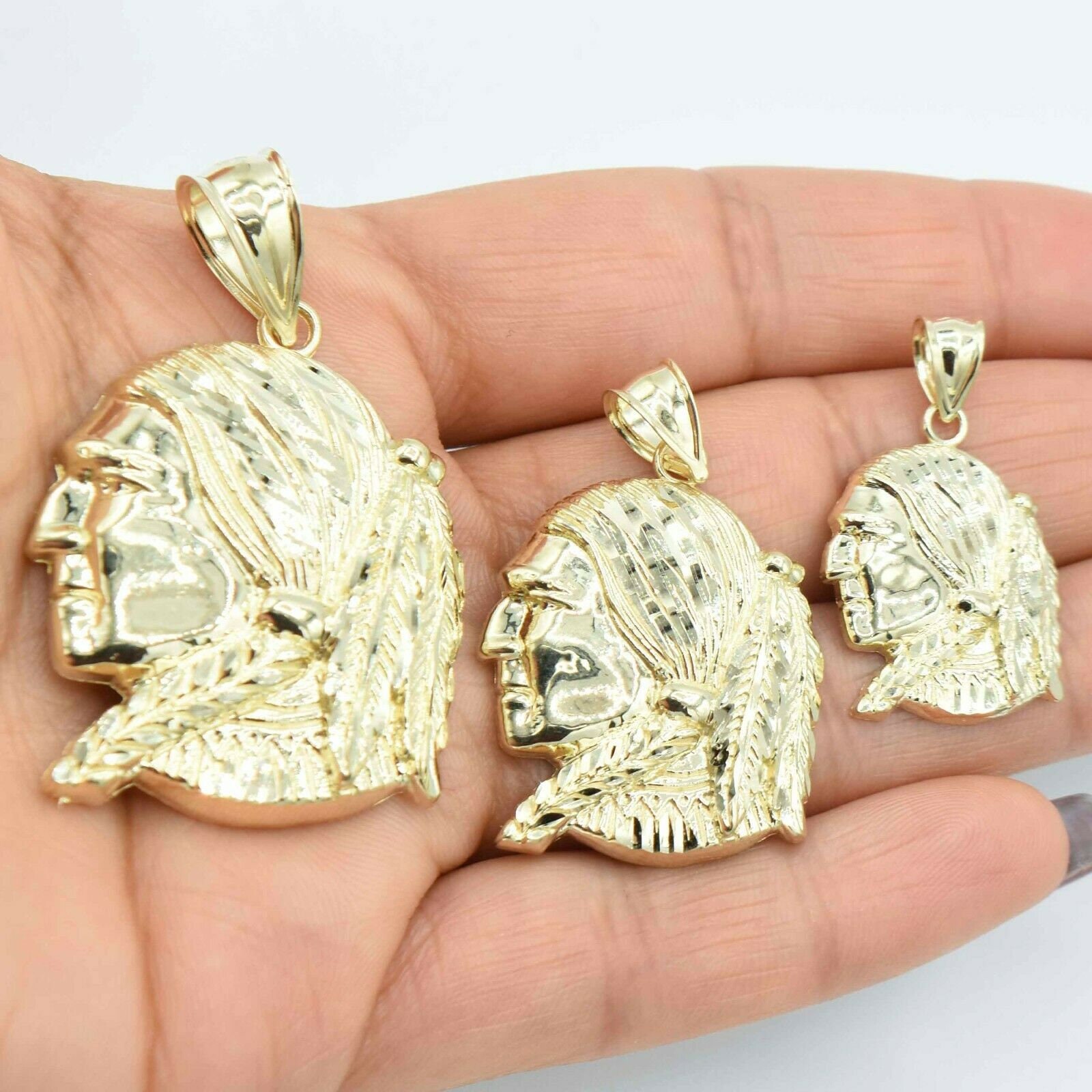 Textured Indian Chief Pendant Real 