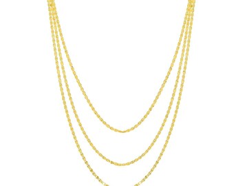 Collar de cadena Valentino ajustable de tres hilos en oro amarillo real de 14 quilates de 18"