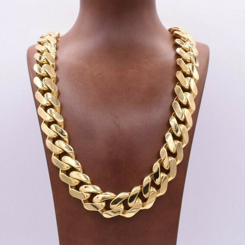 Real 14k Gold Chain Necklace Miami Cuban Link 24 9mm Men - Etsy