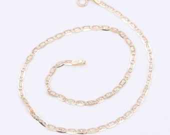 2mm Textured Tri-Color Valentino Mariner Anklet Real 10K Tri-Color Gold 10"