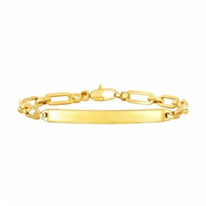 7&quot; Paperclip Chain ID Bracelet Real 14K Yellow Gold 5.4gr