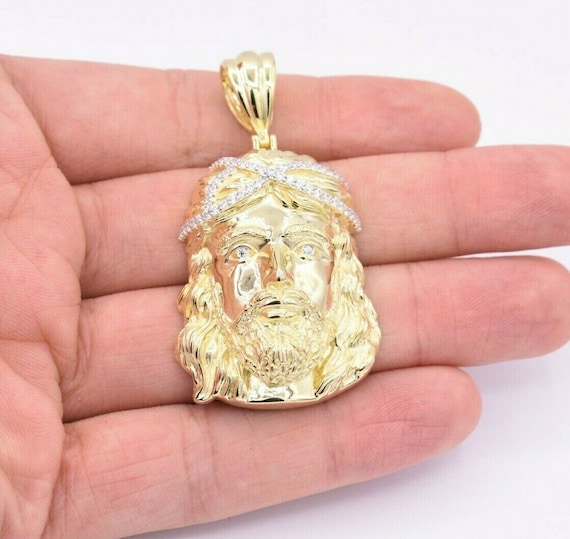 Ciondolo Gesù Ghiacciato: Oro Su Argento Sterling, Diamante - Foto 12