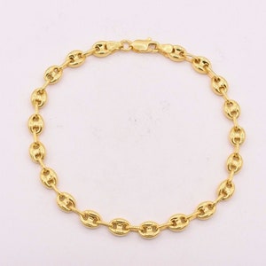 6mm Puffed Anchor Mariner Link Bracelet 14K Yellow Gold Clad Silver 925