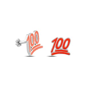 100 Sign Emoji Minimalist Tragus Ear Piercing Stud Real 14k Solid Gold