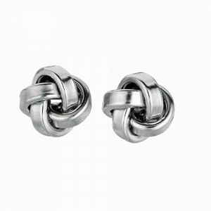 3/8&quot; Polished Medium Love Knot Stud Earrings 925 Sterling Silver
