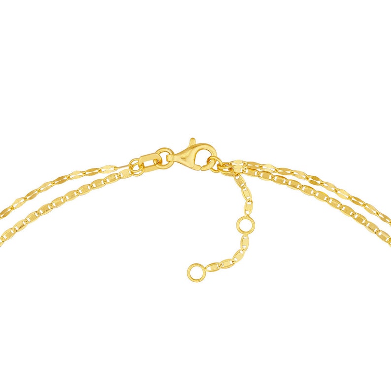 Adjustable Valentino and Hammered Forzentina Chain Necklace Real 14K Yellow Gold image 5