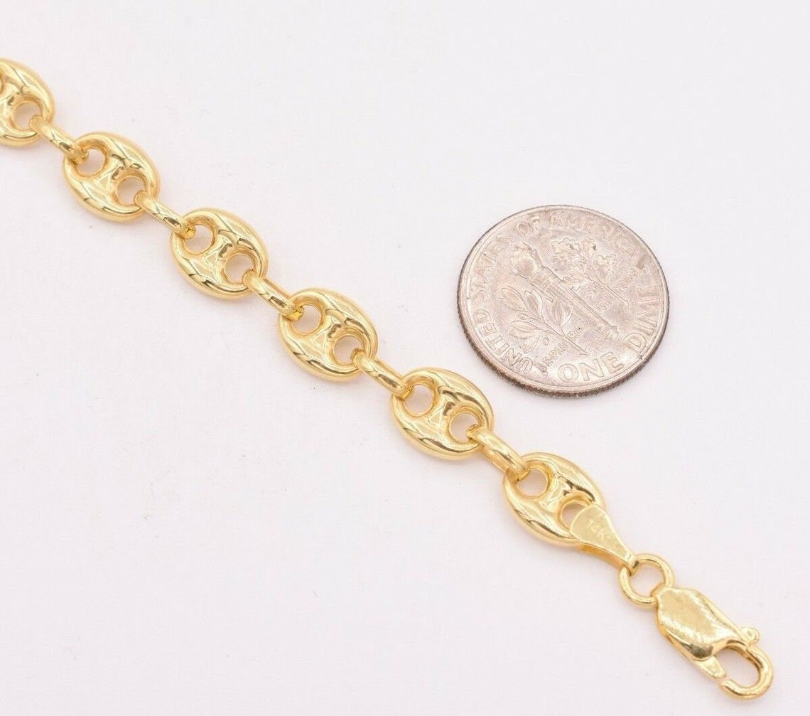 7mm Puffed Gucci Mariner Link Bracelet Anklet Ankle Real 14K Etsy