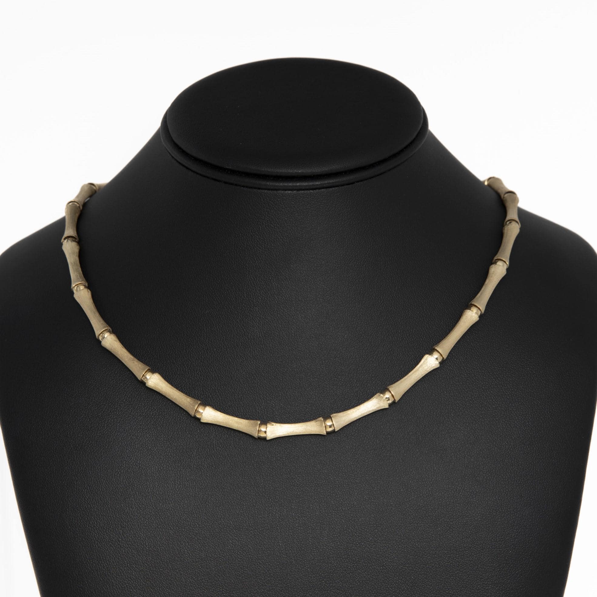 10K Semi-Solid Gold Bamboo Chain Necklace Satin Yellow Gold 17"