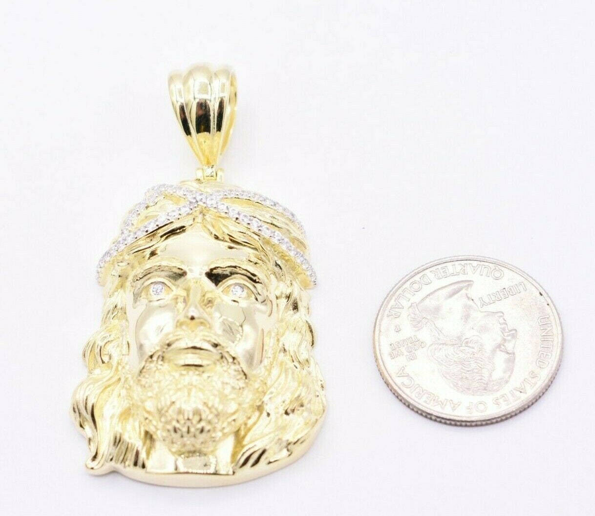 Ciondolo Gesù Ghiacciato: Oro Su Argento Sterling, Diamante - Foto 5