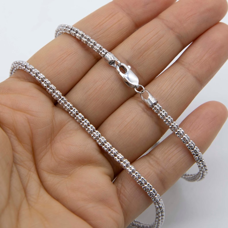 3.3mm Diamond Cut Ice Chain Link Chain Necklace Real 10K White Gold All Sizes image 2