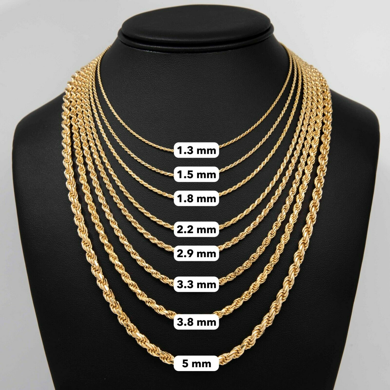 Rope Chain 14K Yellow Gold Clad Solid Sterling Silver 925 All Sizes Etsy
